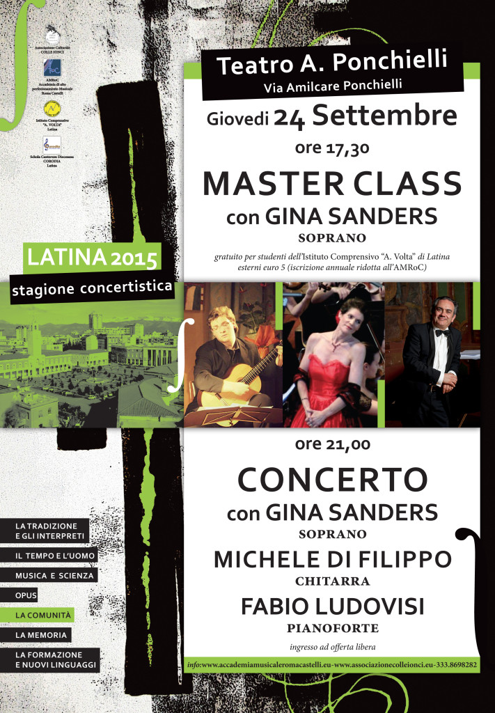 Latina 24 settembre 2015 - Masterclass e concerti di GINA SANDERS, con Michele Di Filippo e Fabio Ludovisi